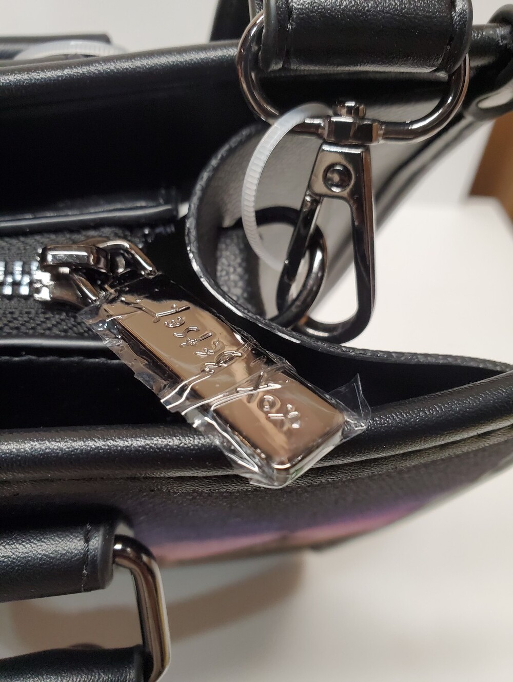 Betsey Johnson Halloween tote bag with bat charm featuring haunted house graphic - Picture 8 of 8